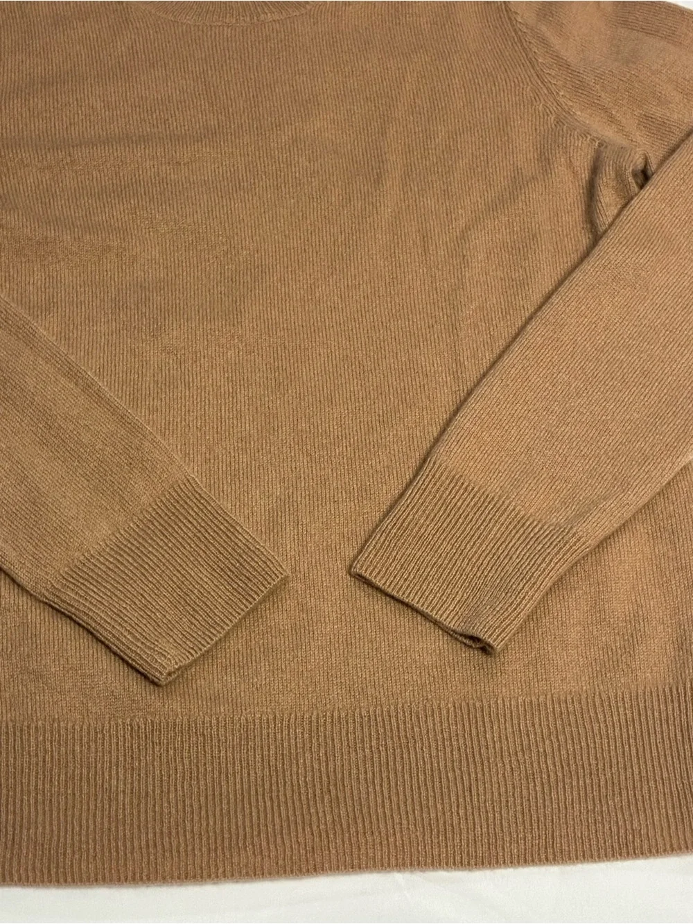 Quince 100% Cashmere Crewneck Sweater XS Camel Tan Minimalist